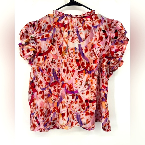 NWOT Marie Oliver Flowy Silk Blouse Pink Purple Large - Picture 3 of 4